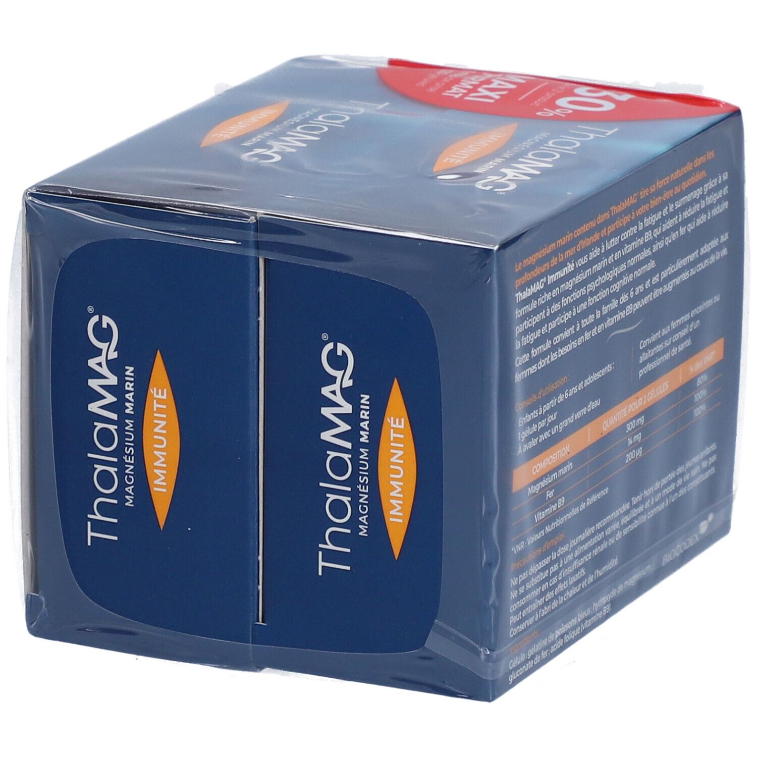 Emballage ThalaMAG, format maxi. Contient magnésium, fer et vitamine B9. Avec -30% de réduction.