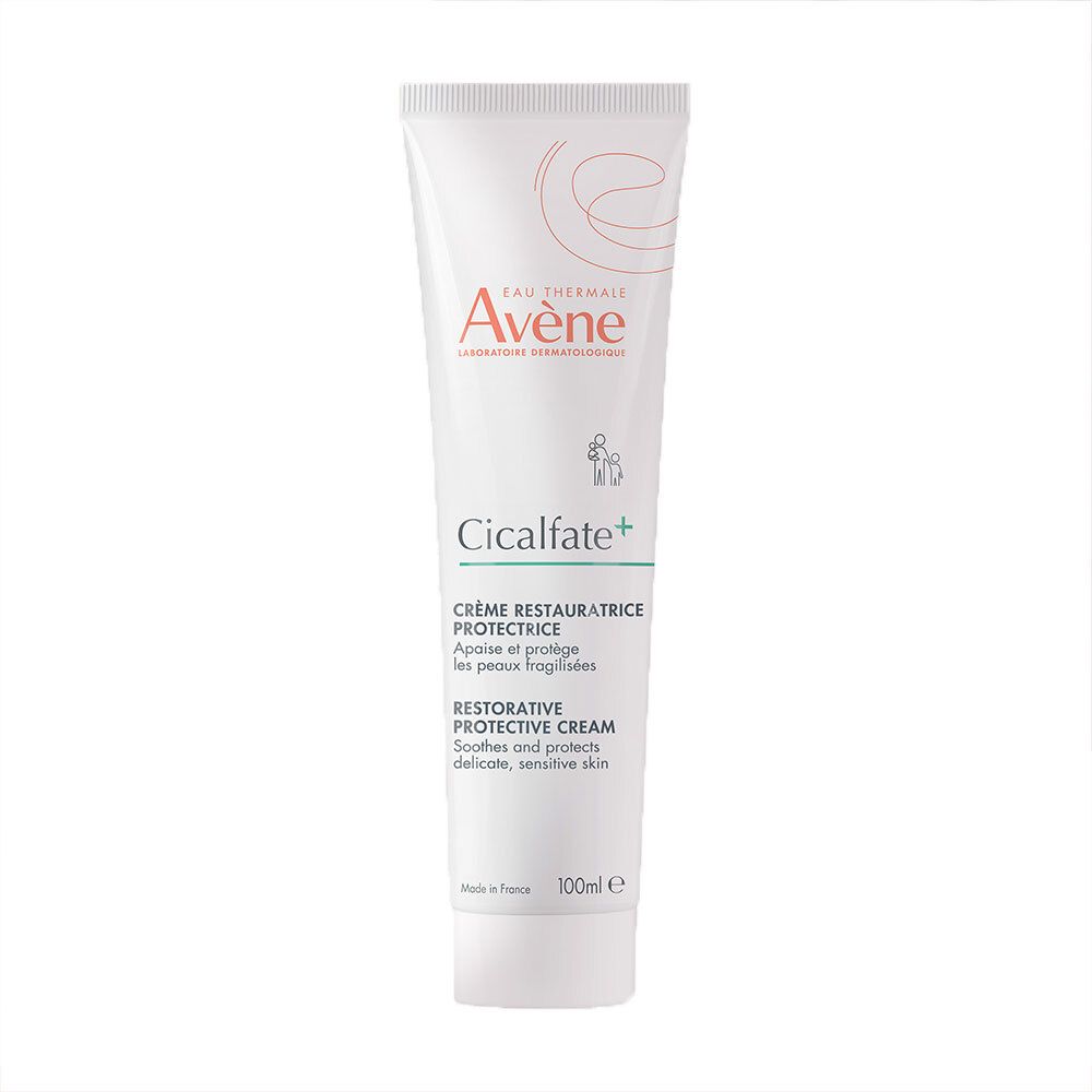 Tube blanc Avene Cicalfate+. Texte et logo. 100ml.