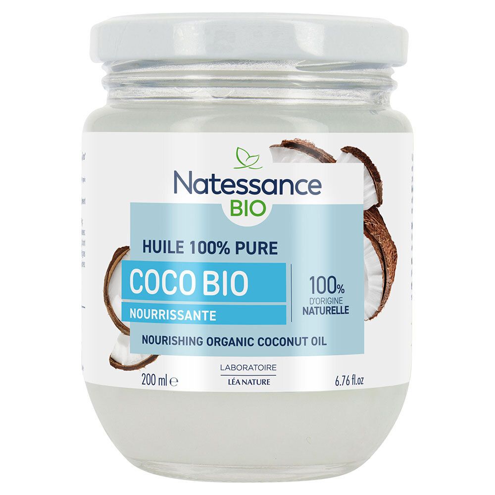 Natessance Bio Kokosnussöl 100 % Reines Kaltgepresstes Kokosnussöl