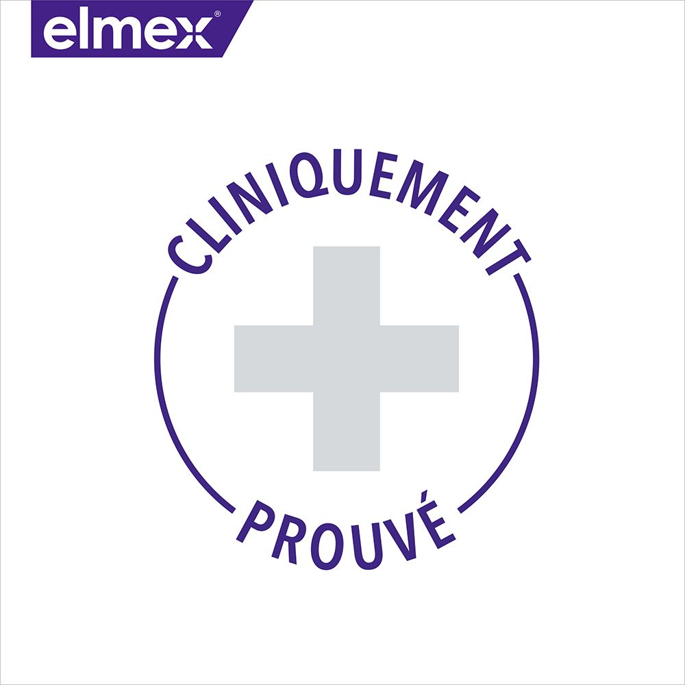 Blauw zegel met wit kruis en tekst: Cliniquement prouvé.