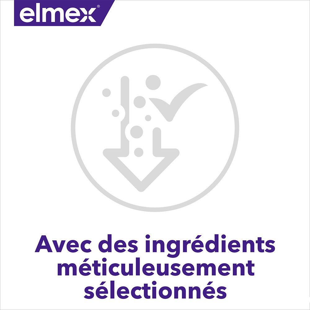 Ronde sticker met symbolen en tekst: Avec des ingrédients méticuleusement sélectionnés.
