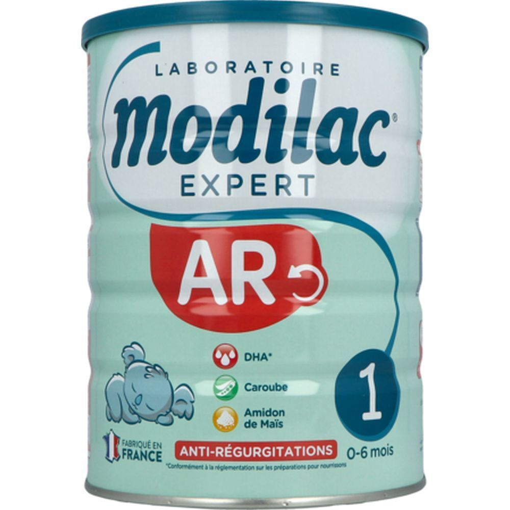 Boîte de lait infantile Modilac Expert AR. Ingrédients et informations nutritionnelles. 0-6 mois.
