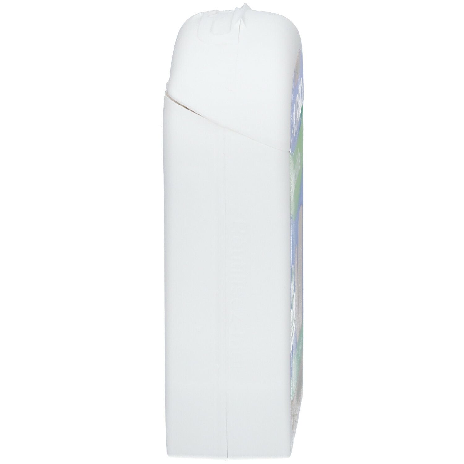 Vue latérale d'une boîte blanche rectangulaire. Aucun autre détail visible.