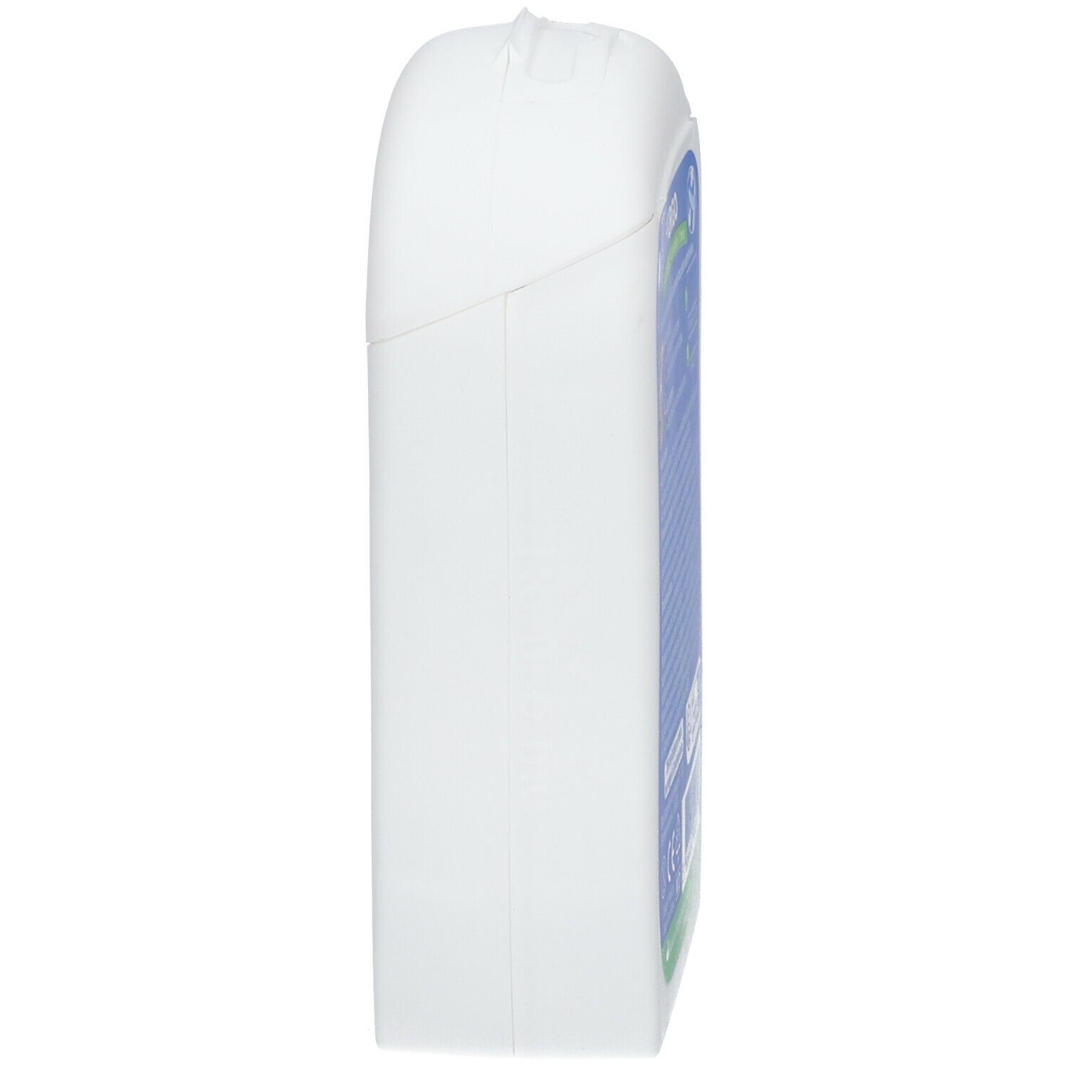 Vue latérale d'une boîte blanche rectangulaire. Aucun autre détail visible.