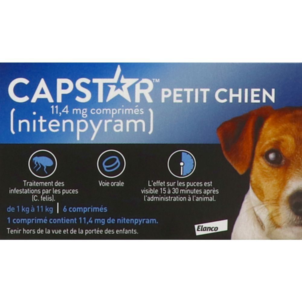 Capstar 11,4 mg Petit Chien, Comprimé antiparasitaire externe pour petit chien, bt 6