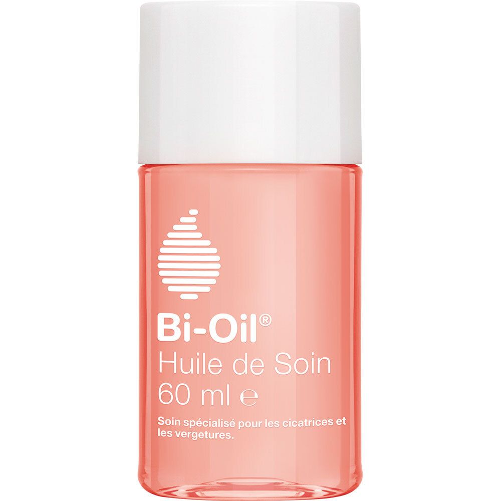Bi-Oil, Pflegeöl. Rosa Flasche mit weißem Deckel. 60 ml. Spezialpflege für Narben und Dehnungsstreifen.