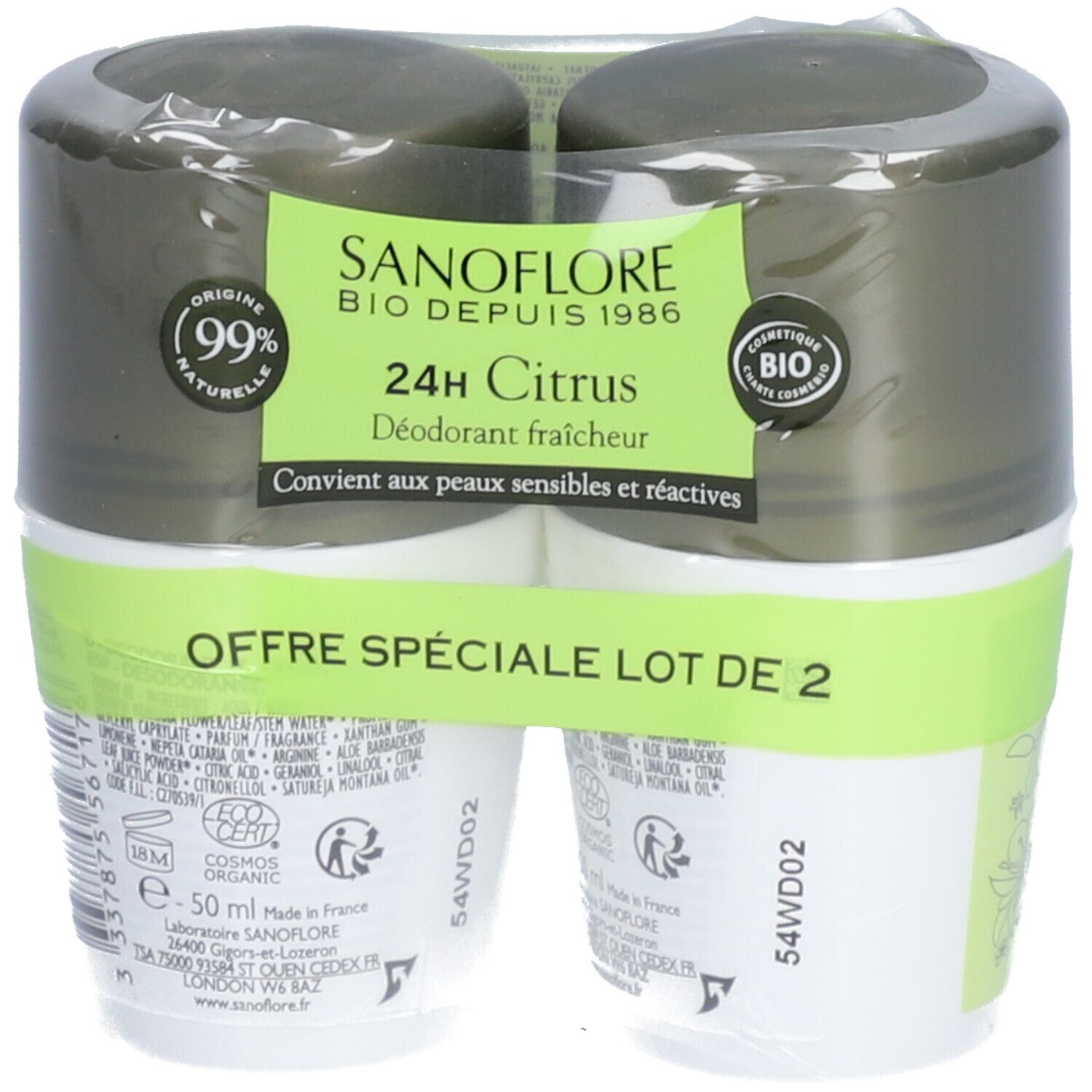 Sanoflore Déodorant Citrus efficacité 24h certifié bio
