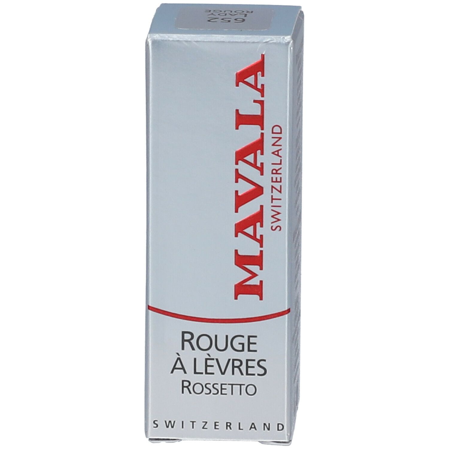 Emballage en carton pour rouge à lèvres. Marque et nom du produit visibles.
