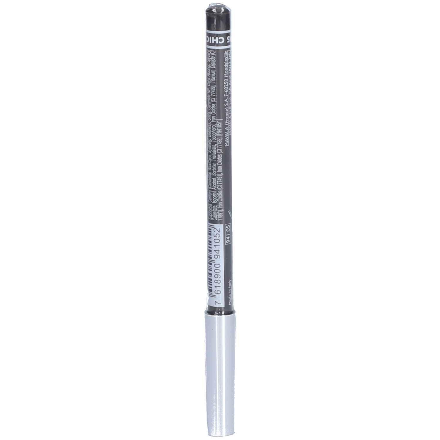 Crayon Khol-Soft gris. Inscription: Mavala. Pointe argentée.