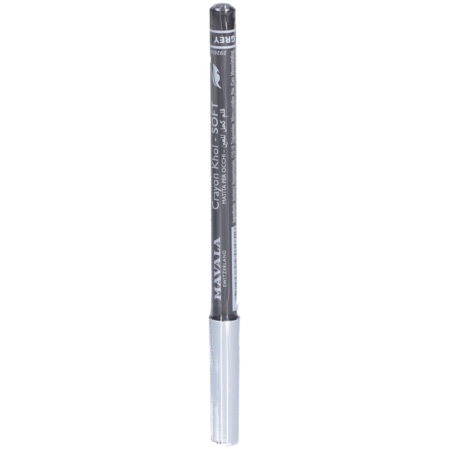 Crayon Khol-Soft gris. Inscription: Mavala. Pointe argentée.
