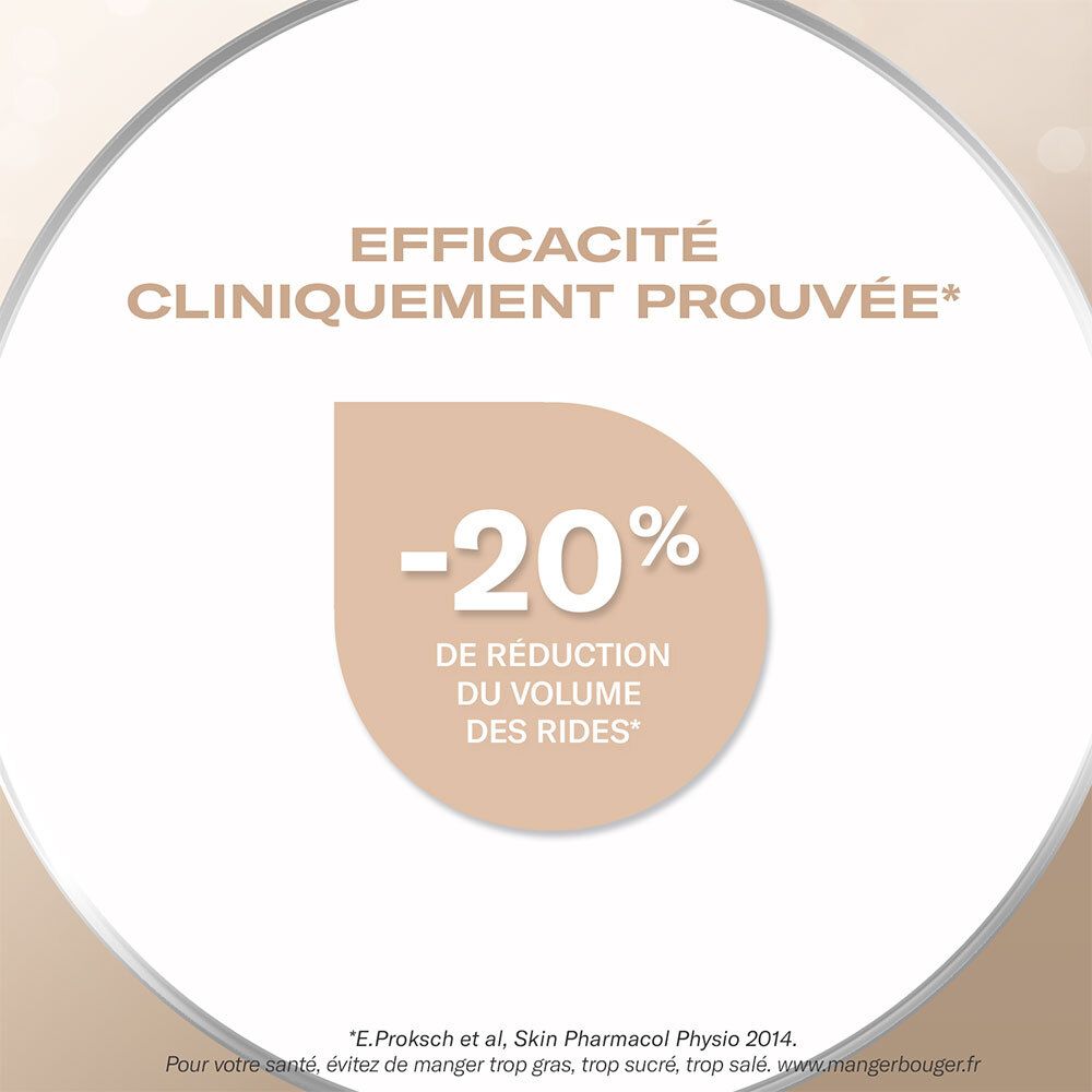OENOBIOL ELIXIR Perfect Stick. Klinisch erwiesen: -20% Reduktion des Faltenvolumens. Text und Logo.