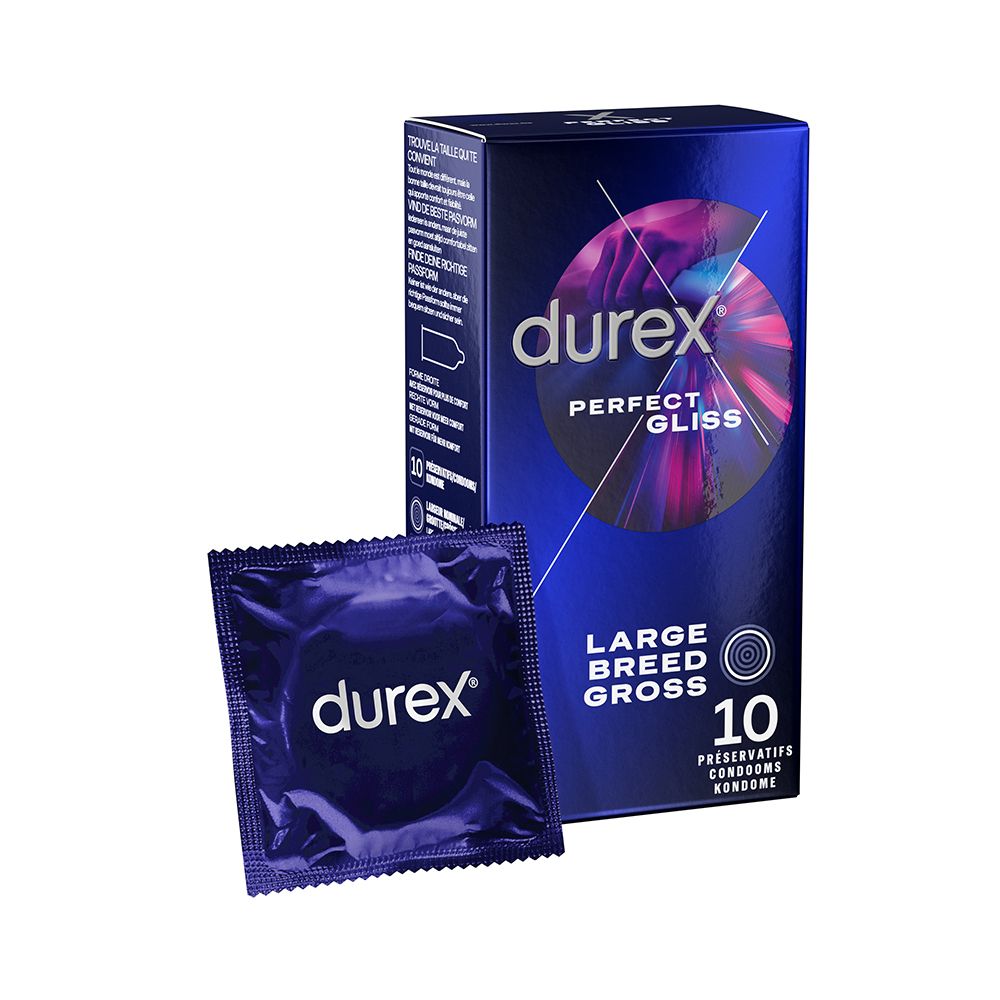 Durex Préservatifs Perfect Gliss - 10 Préservatifs - Idéal pour le Sexe Anal