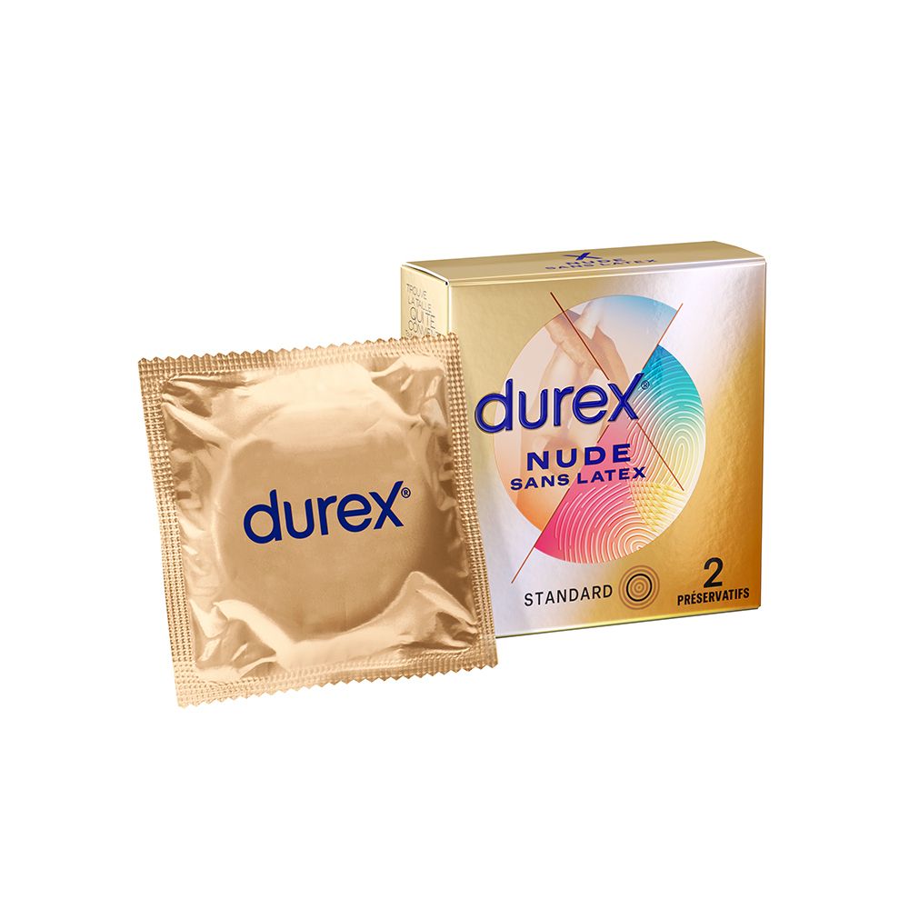 Durex Préservatifs Nude Sans Latex - 2 Préservatifs Sensation Peau Contre Peau