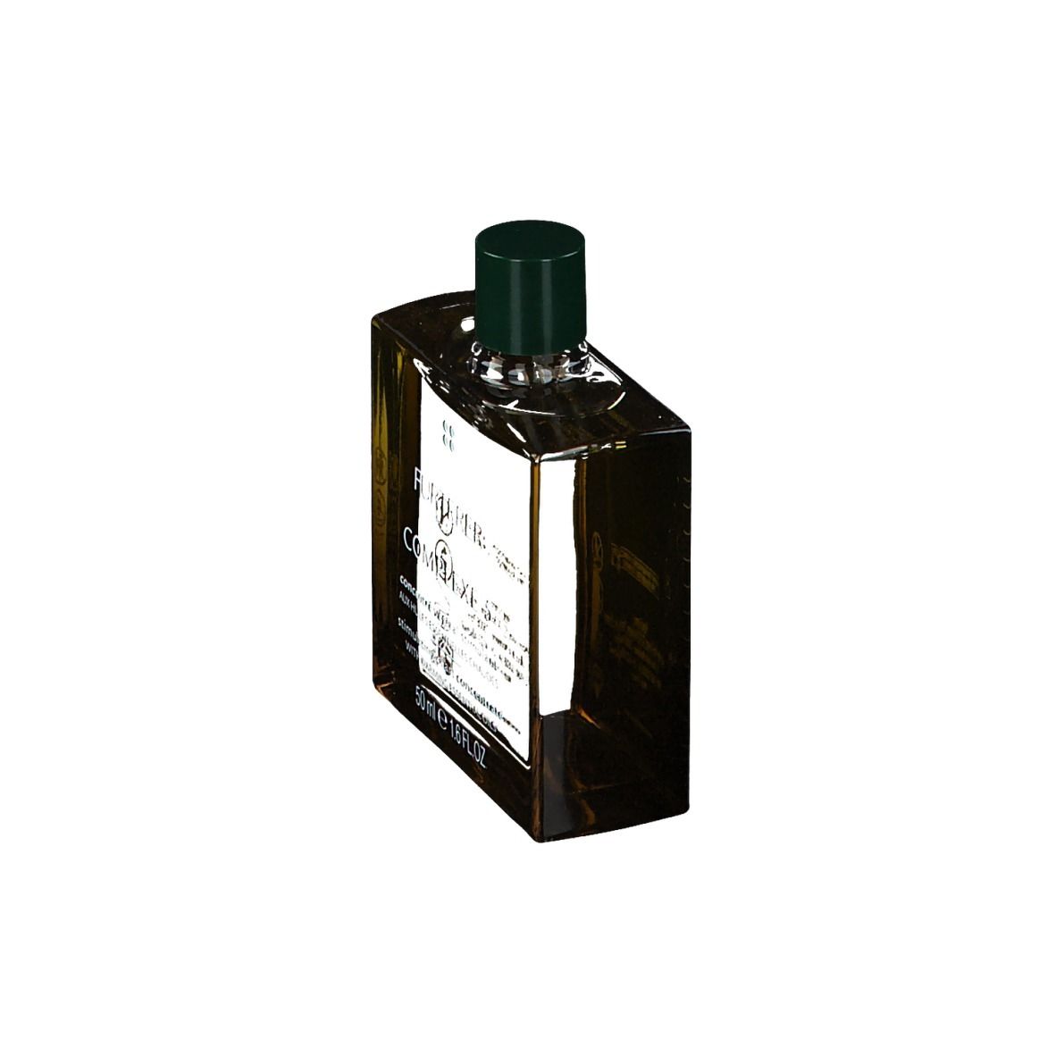 Flacon en verre brun foncé, bouchon vert. Étiquette: COMPLEXE 5, 50 ml.