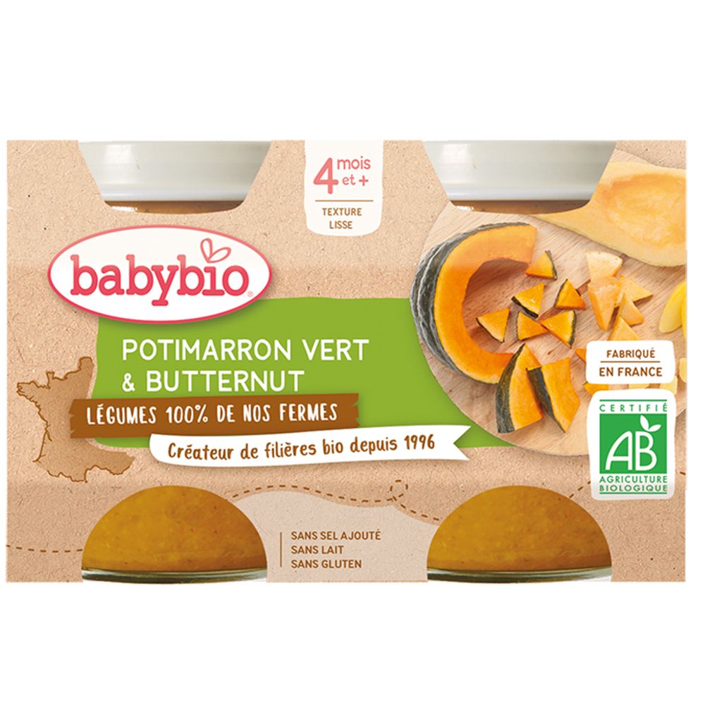 Babybio Potimarron Vert & Butternut DE NOS Fermes dès 4 mois