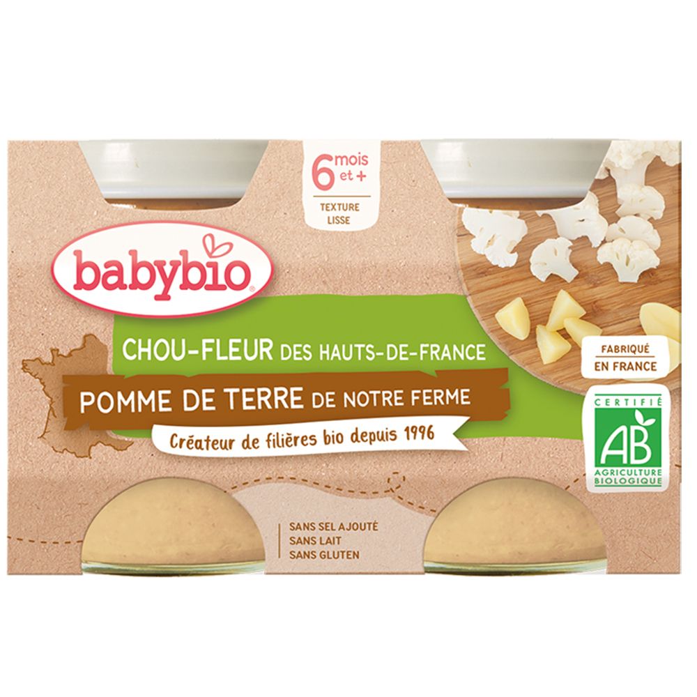 Babybio Chou-Fleur DES Hauts-De-France Pomme DE Terre DE Notre Ferme dès 6 mois