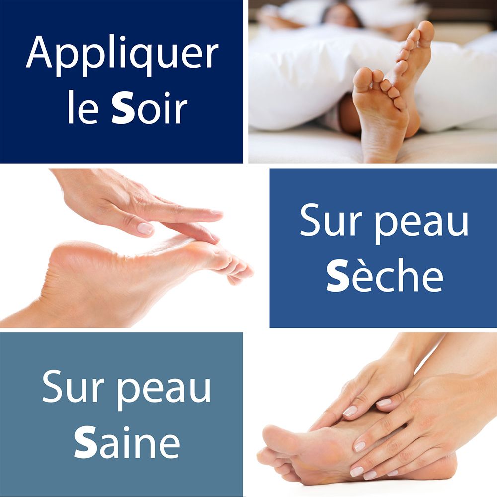 Conseils d'utilisation : Appliquer le soir sur peau sèche et saine. Pieds et mains.