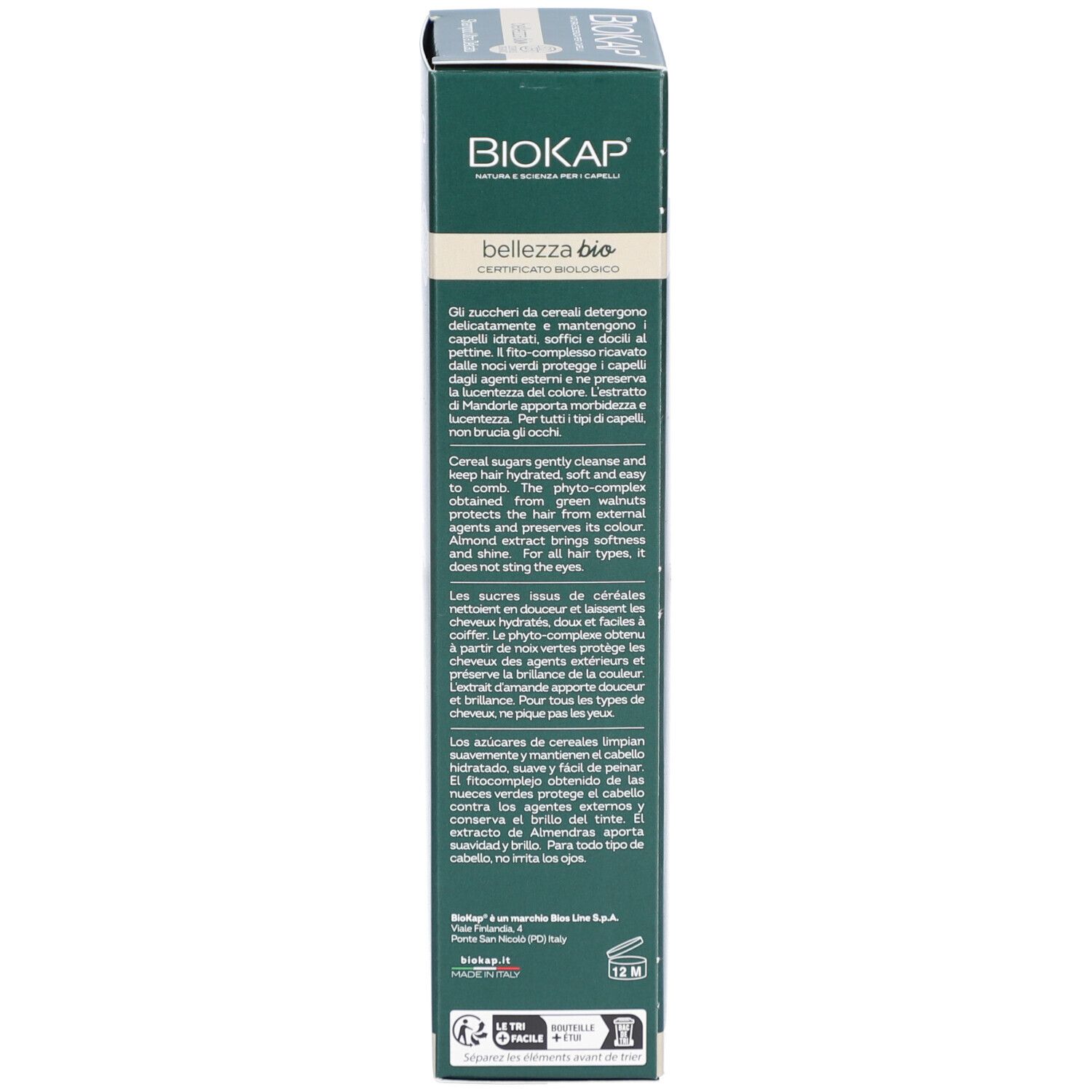 BIOKAP Bellezza Bio Shampooing Ultra Délicat. Emballage. Avec texte.