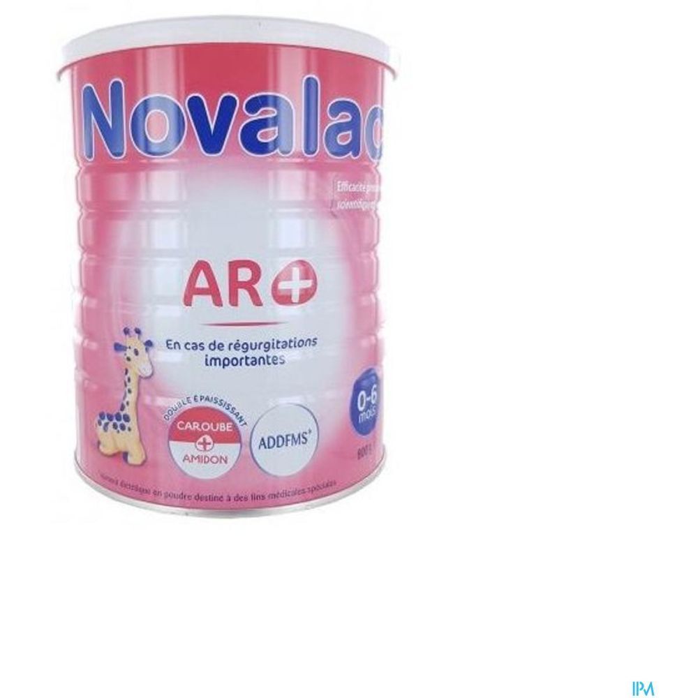 Boîte Novalac Expert AR+ 0-6 mois. Boîte rouge avec couvercle blanc. Informations produit.