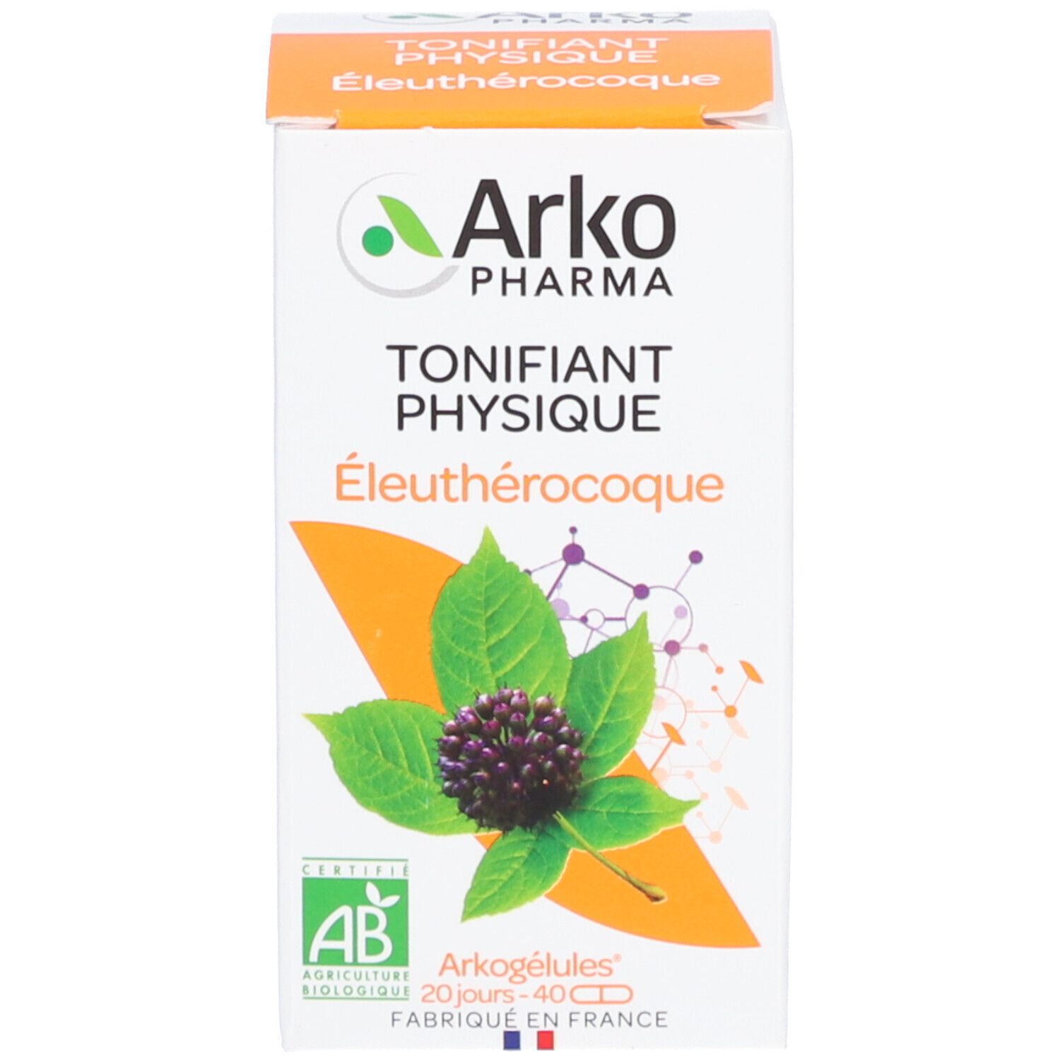 Emballage du produit. Emballage avec nom du produit et logo. Certification AB bio.
