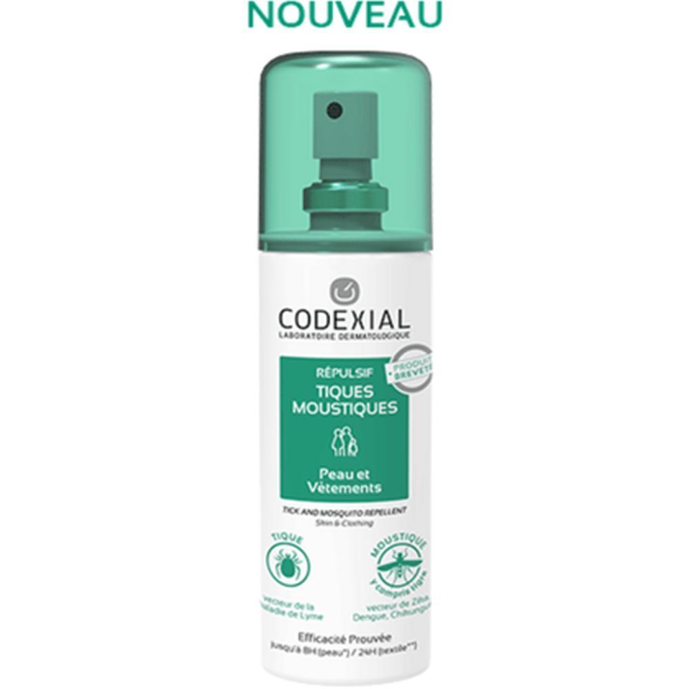 Codexial Répulsif Tiques Moustiques Peau et Vêtements, Spray répulsif antitique, antimoust