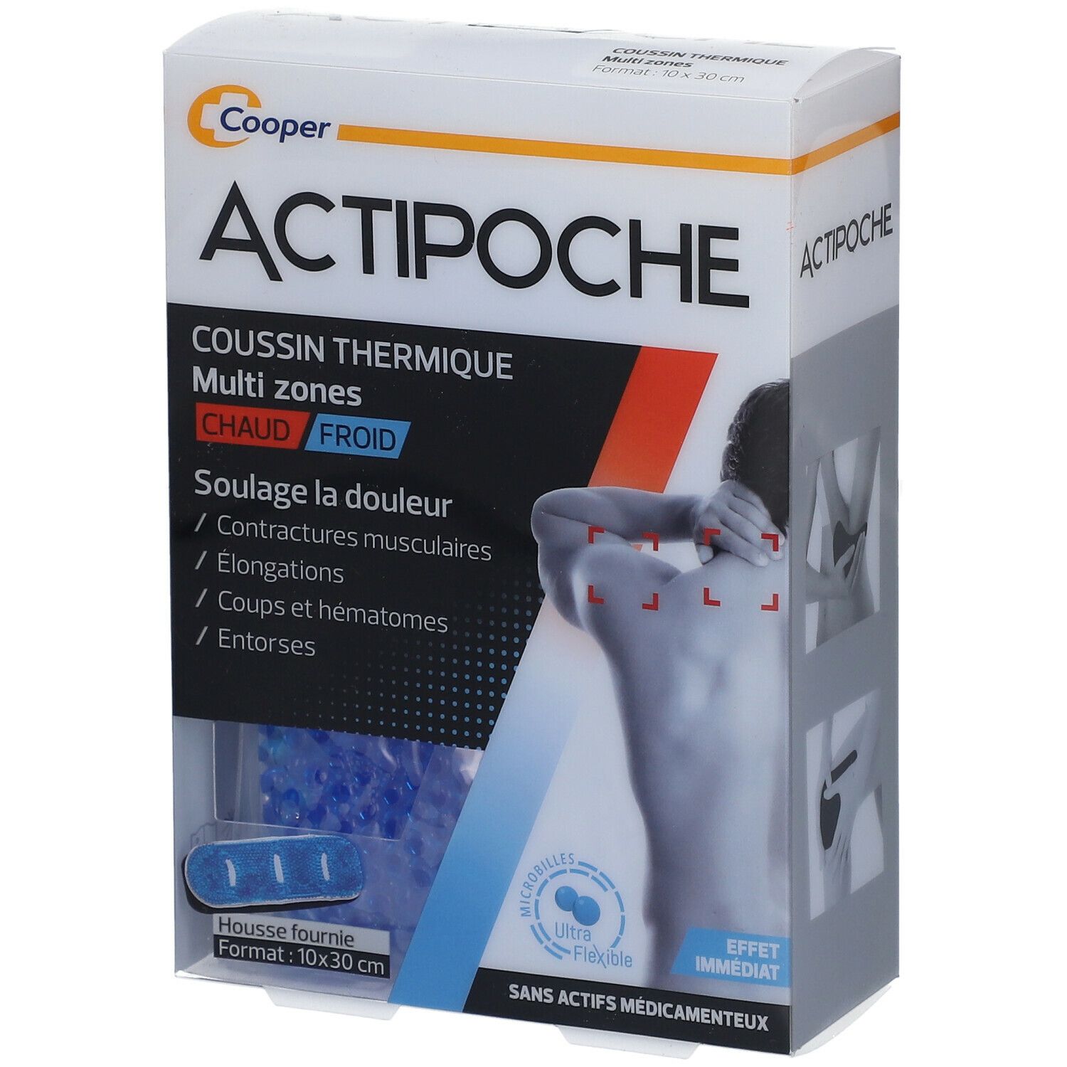Actipoche Coussin Thermique Multizones Microbilles 10 cm x 30 cm