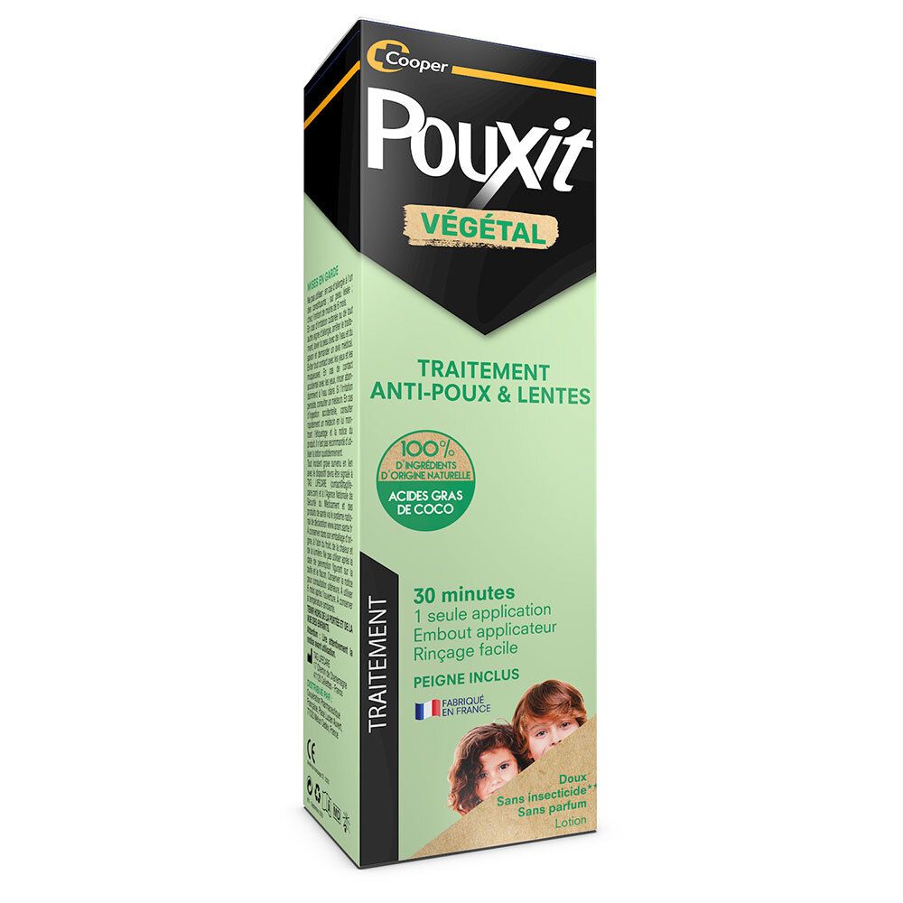 Boîte PouXit Végétal. Traitement Anti-poux & Lentes. Ingrédients 100% naturels. Peigne inclus. Fabriqué en France.