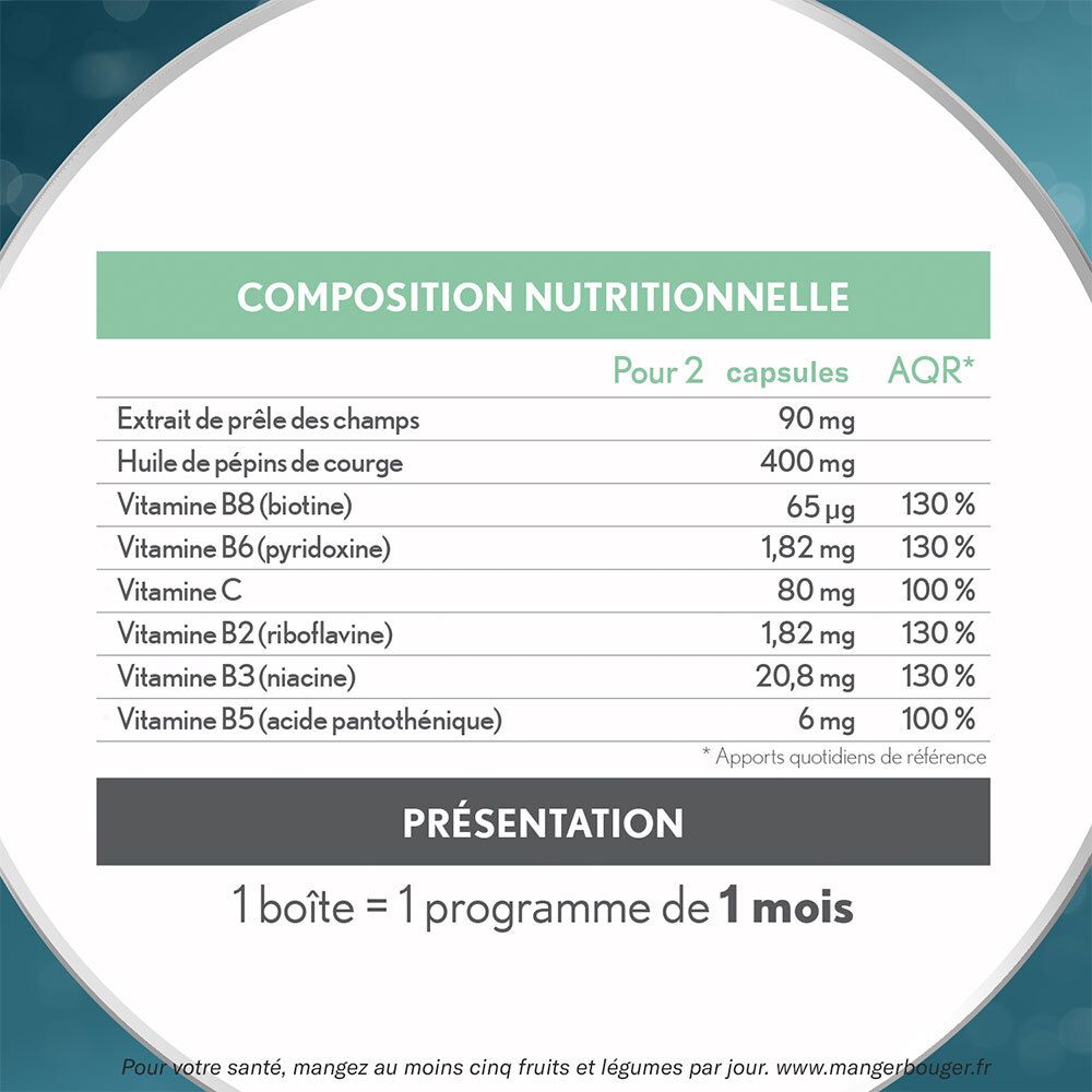 Informations nutritionnelles. Ingrédients pour 2 gélules. Produit OENOBIOL. Complément alimentaire.