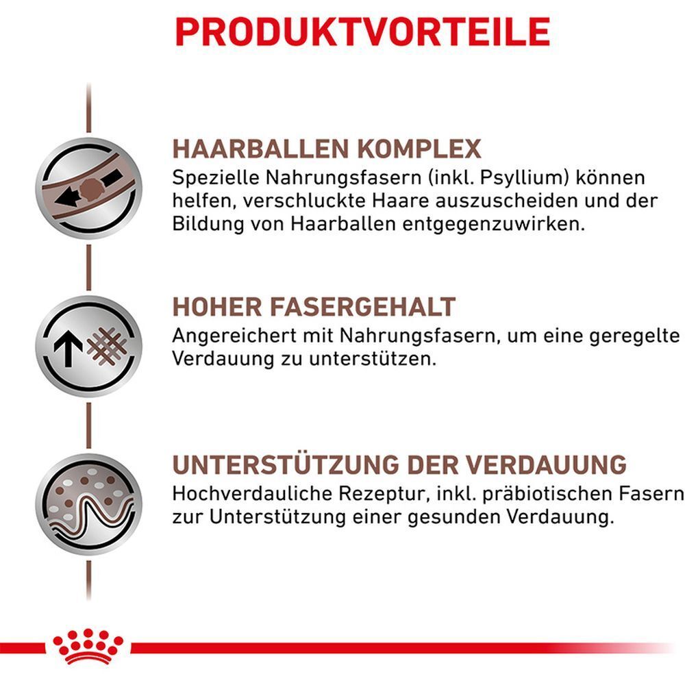 Produktvorteile: Haarkomplex, hoher Fasergehalt, Verdauungsunterstützung.