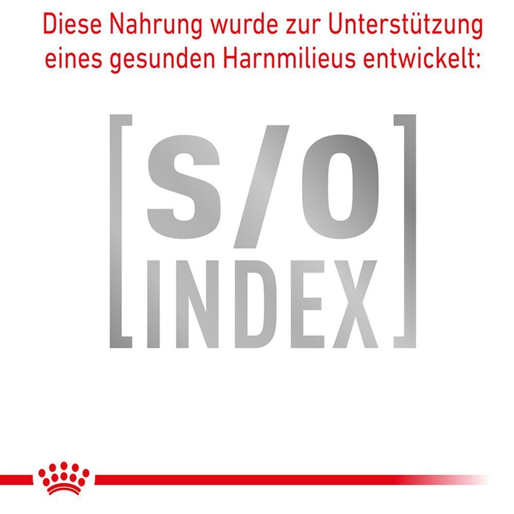 S/O INDEX Logo mit Text: Diese Nahrung wurde zur Unterstützung eines gesunden Harnmilieus entwickelt.