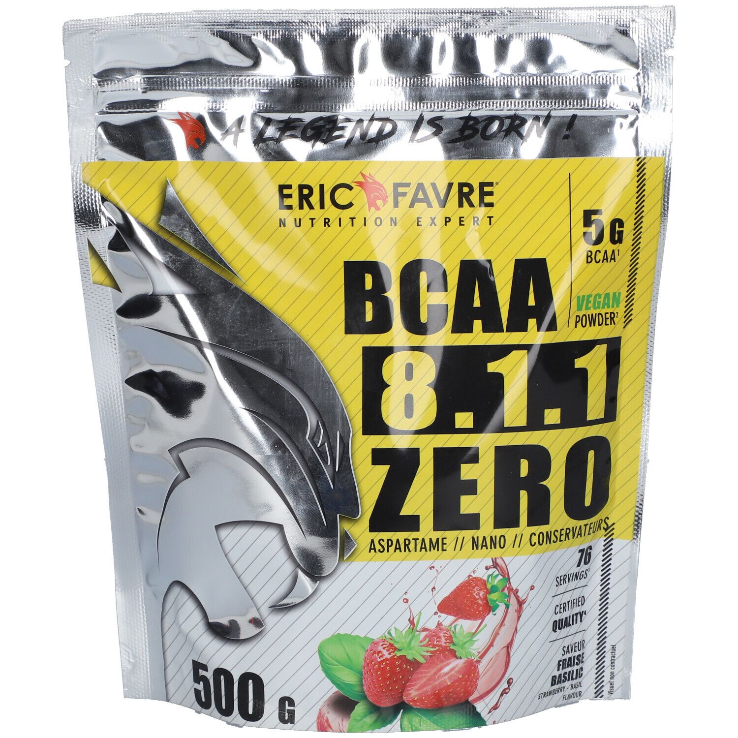 Eric Favre Bcaa 8.1.1 Zero Vegan Saveur fraise basilic