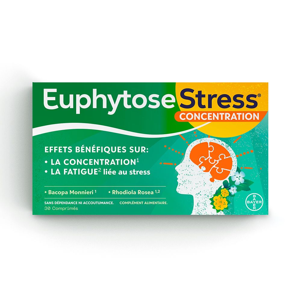 EuphytoseStress® Concentration -Stress ,difficulté de concentration - Bacopa Monnieri et Rhodiola Ro