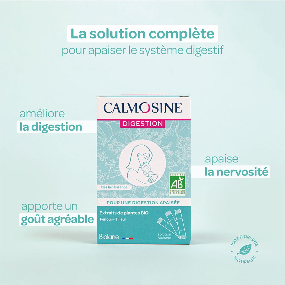 Karton Calmosine Digestion. Text: 'Die komplette Lösung für das Verdauungssystem'.