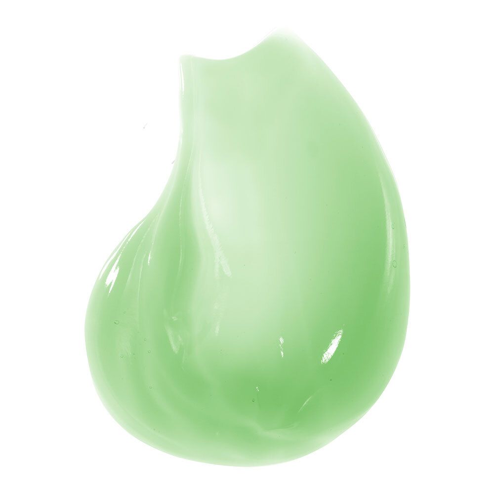 Gel vert. En forme de goutte. Sur fond blanc.