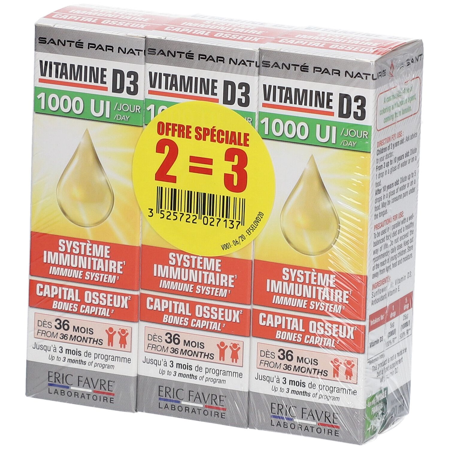 Eric Favre Vitamine D3 - Lot de 3