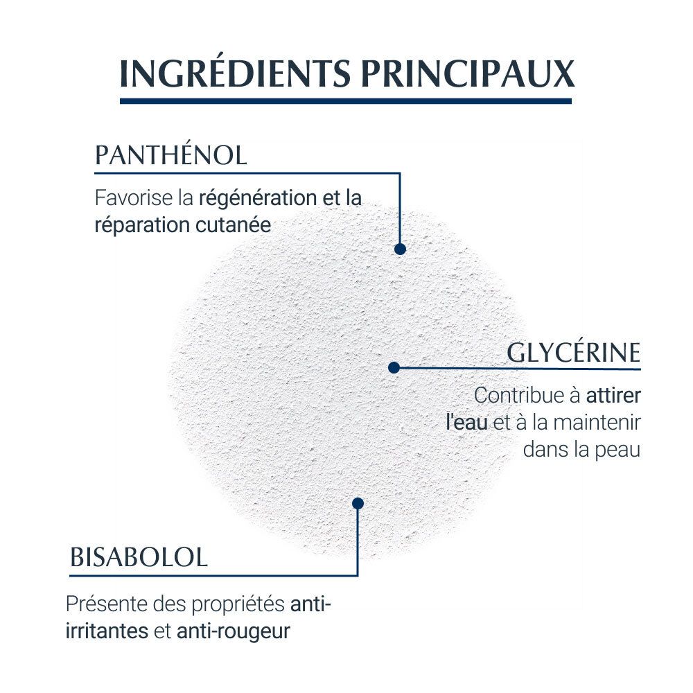 Text: Hauptinhaltsstoffe: Panthenol, Glycerin, Bisabolol. Produktinformationen.