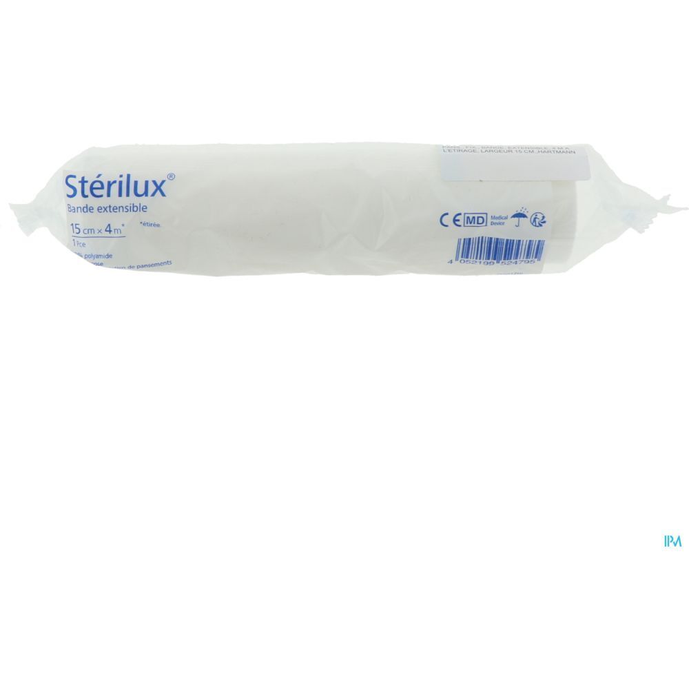 Rouleau de bandage extensible Stérilux, 15 cm x 4 m, emballé.