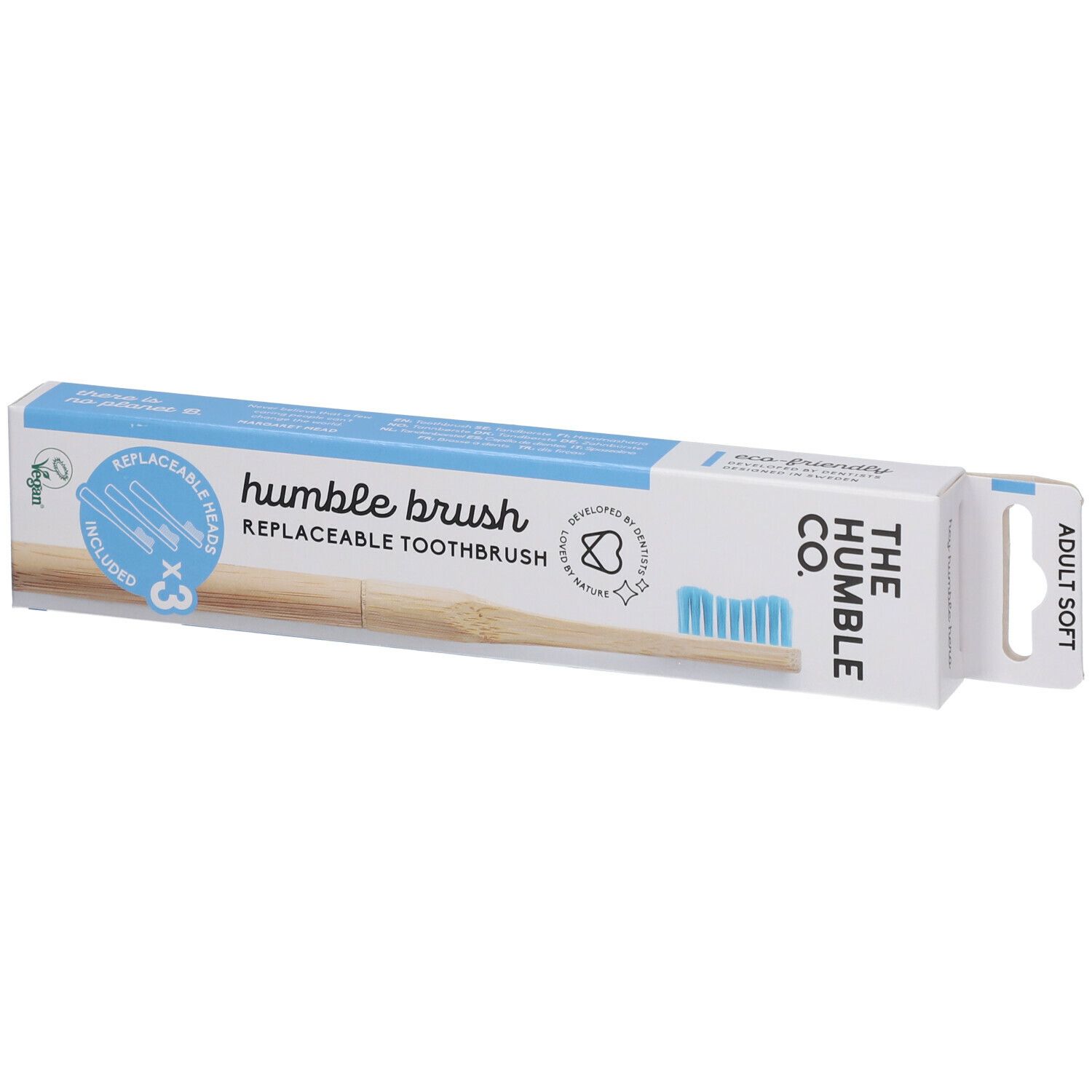 The Humble Co. Humble Brush® Brosse à dents en Bambou Adulte Soft Bleu 3 Têtes