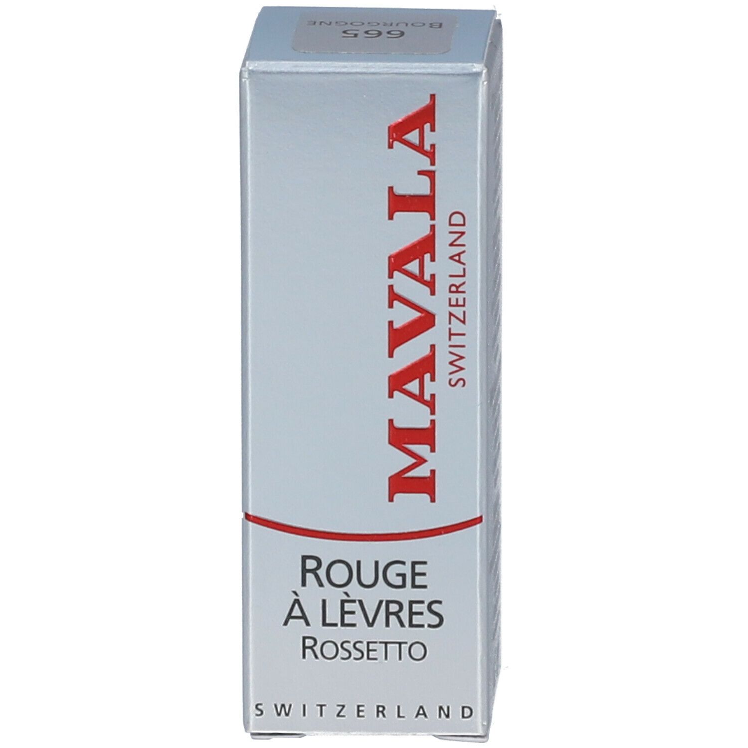 Verpakking voor lipstick. Merk MAVALA, Rouge à Lèvres Rossetto, kleur 599.