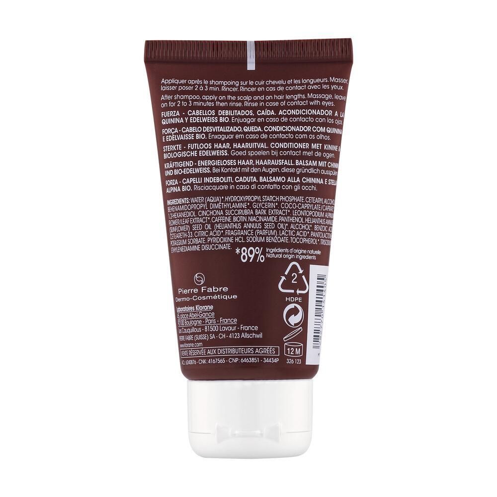Tube marron avec bouchon blanc. Texte multilingue. 89% ingrédients d'origine naturelle. Symbole de recyclage.