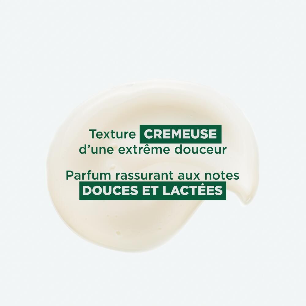 Texture crémeuse. Texte : Texture crémeuse d'une extrême douceur. Parfum rassurant aux notes douces et lactées.