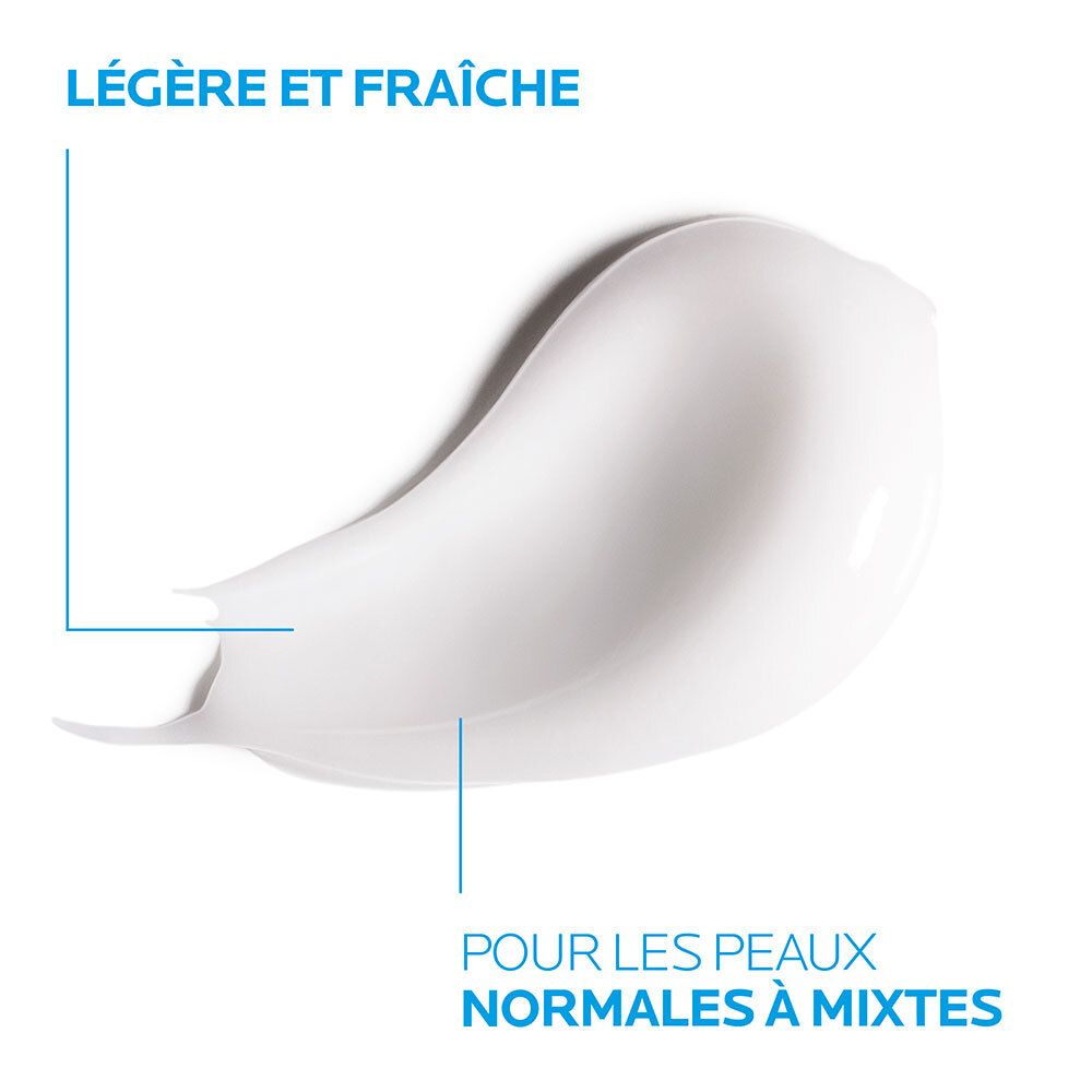 Extrait de crème blanche. Texte: Pour les peaux normales à mixtes.