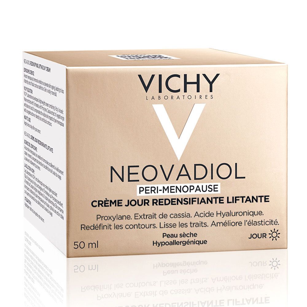 Boîte avec inscription : VICHY, NEOVADIOL, Crème Jour Redensifiante Liftante. Pour peau sèche. 50 ml.