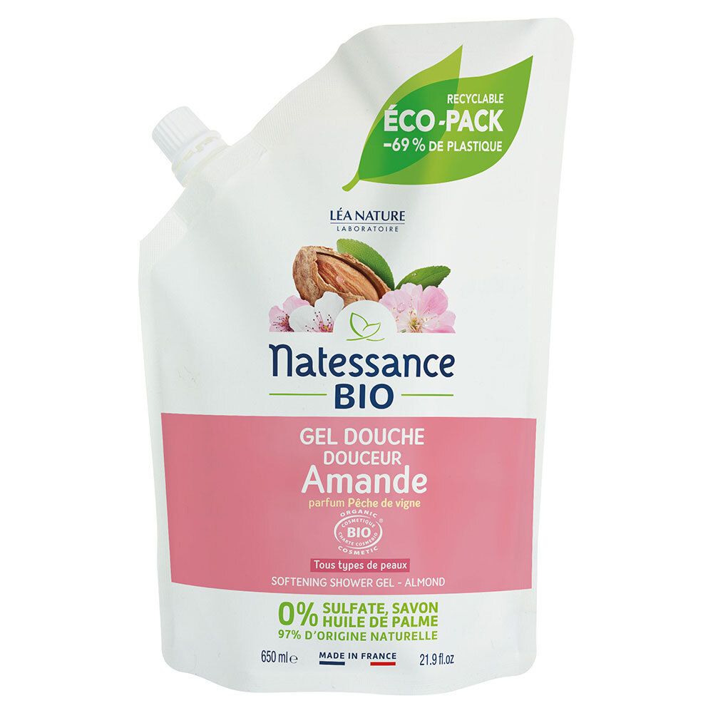 Natessance Gel Douche Douceur Amande Parfum Pêche de Vigne Sans Sulfates