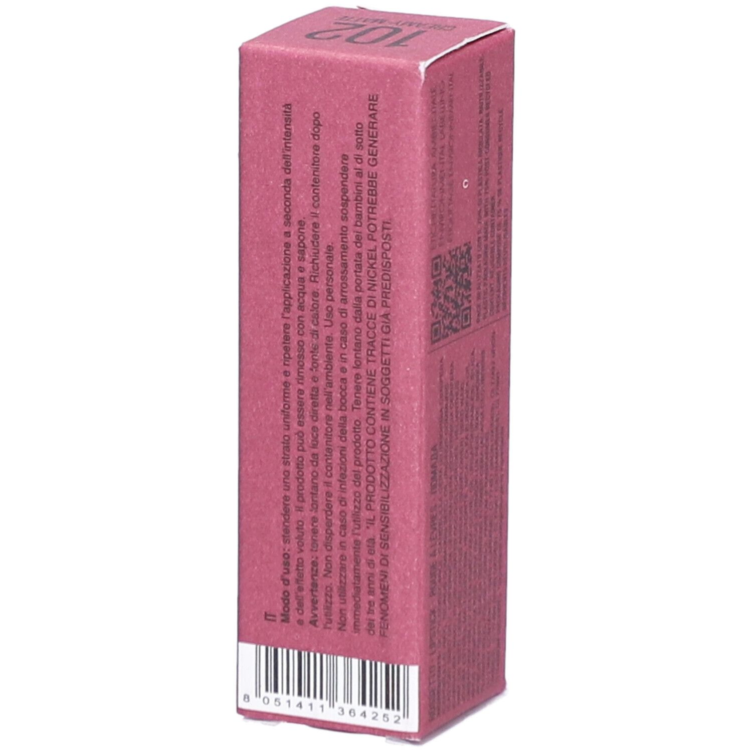 Emballage de rouge à lèvres. Marque et nom du produit visibles.