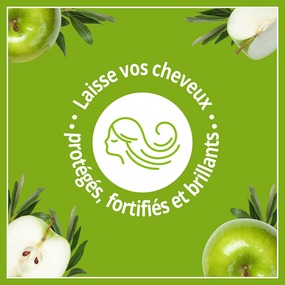 Logo circulaire avec texte: Laisse vos cheveux protégés, fortifiés et brillants. Femme.