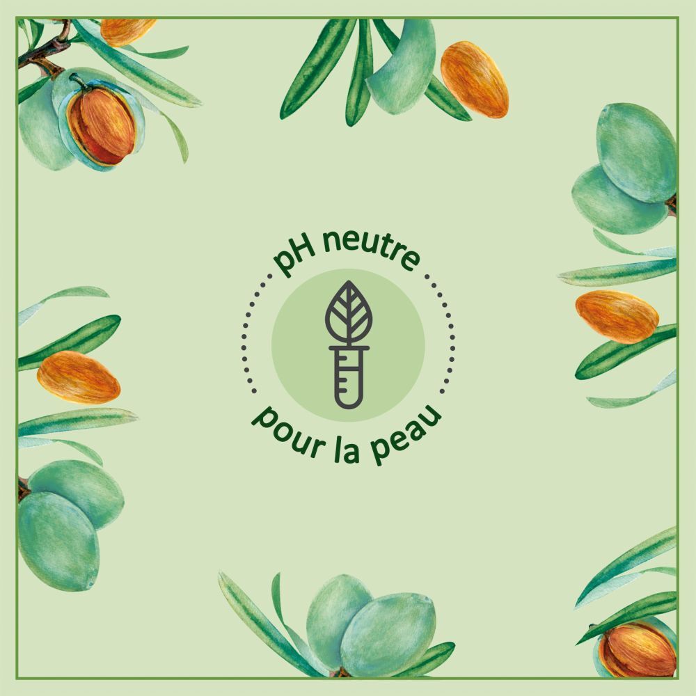 Graphique circulaire avec texte: pH neutre pour la peau. Illustration d'un tube à essai avec une feuille.