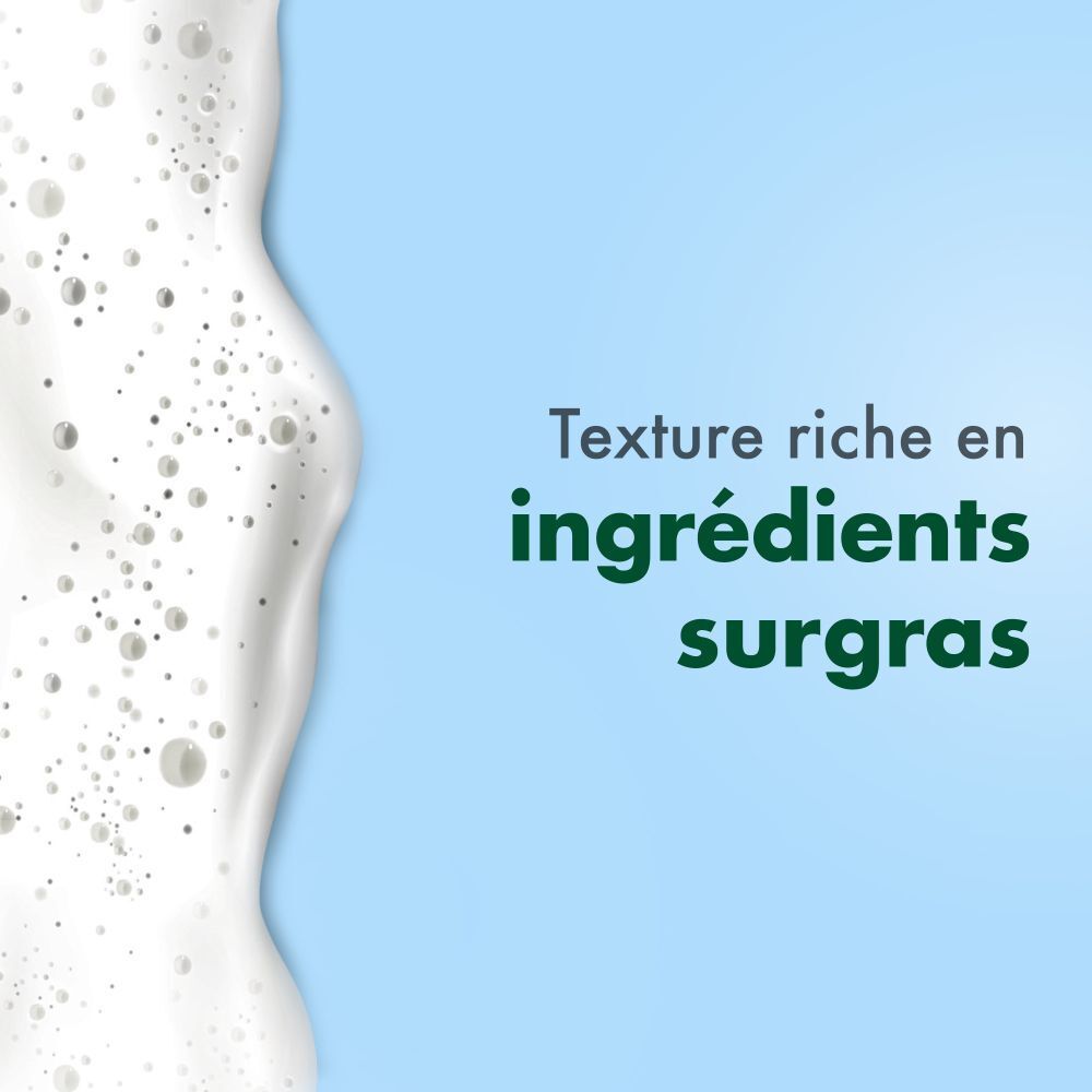 Mousse. Texte: Texture riche en ingrédients surgras.