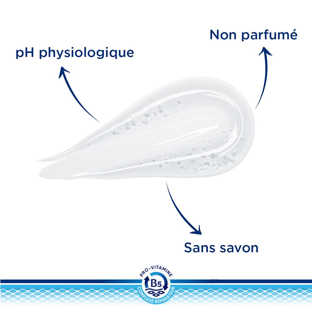Gel-Textur. Physiologischer pH-Wert. Ohne Seife. Ohne Parfüm.