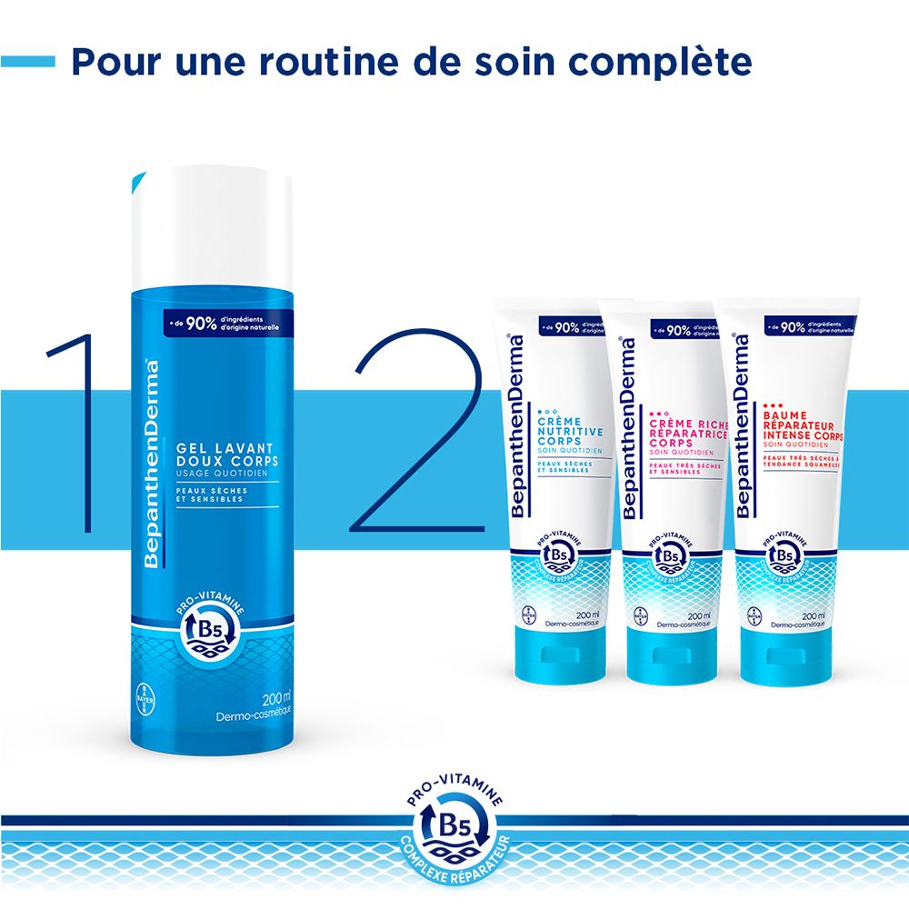 Produkt und weitere Produkte. BepanthenDerma® Waschgel und Cremes. Für eine komplette Pflege-Routine.